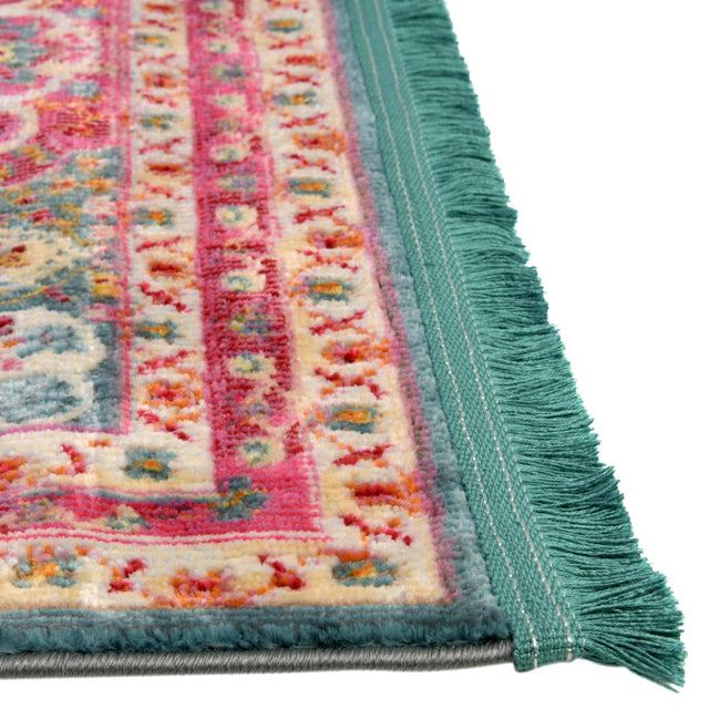 Turquoise 4' 3 x 6' 1 Baracoa Rectangle Area Rug 100% Polypropylene Distressed Vintage Living Dining Room Office Traditional Carpet for Sale at Rug Engine