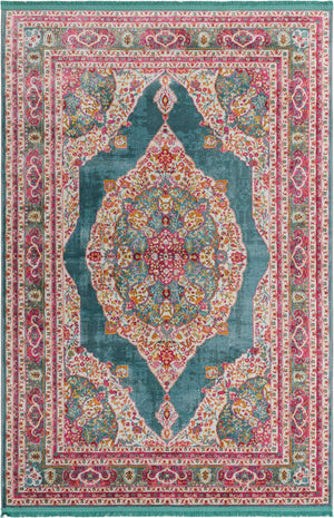 Turquoise 5' 5 x 8' Baracoa Rectangle Area Rug 100% Polypropylene Distressed Vintage Living Dining Room Office Traditional Carpet for Sale at Rug Engine