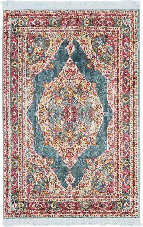 Turquoise 2' 2 x 3' 1 Baracoa Rectangle Area Rug 100% Polypropylene Distressed Vintage Living Dining Room Office Traditional Carpet for Sale at Rug Engine