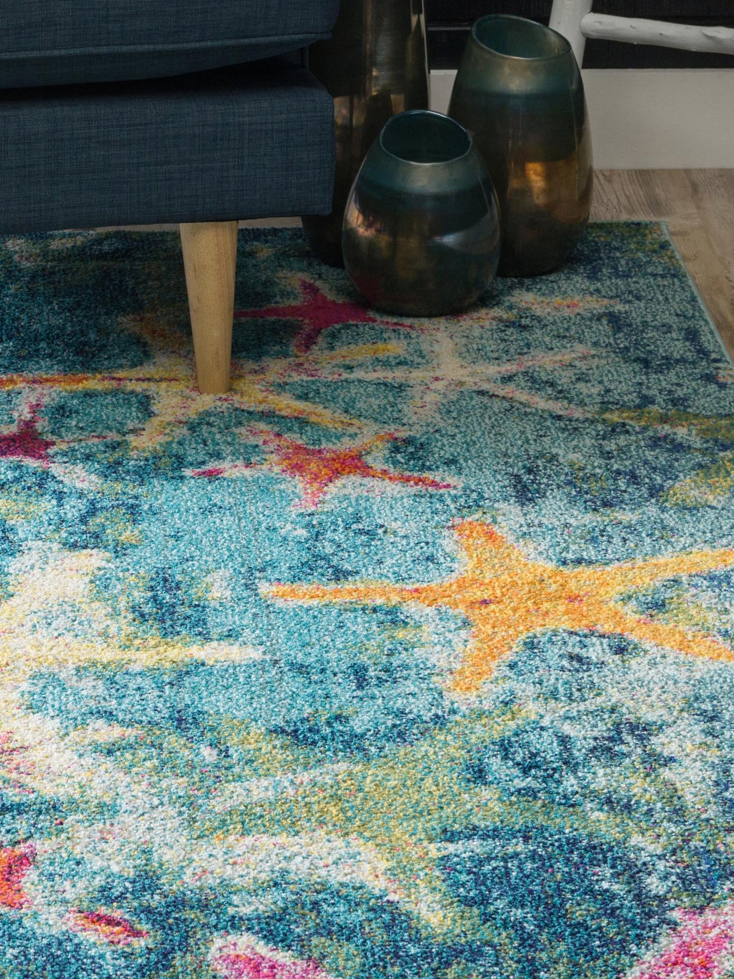 Navy Blue 2' x 3' 1 Positano Rectangle Area Rug Coastal Marine Beach Design Carpet for Modern Living Rooms, Dining, Bedroom, Office for Sale at Rug Engine