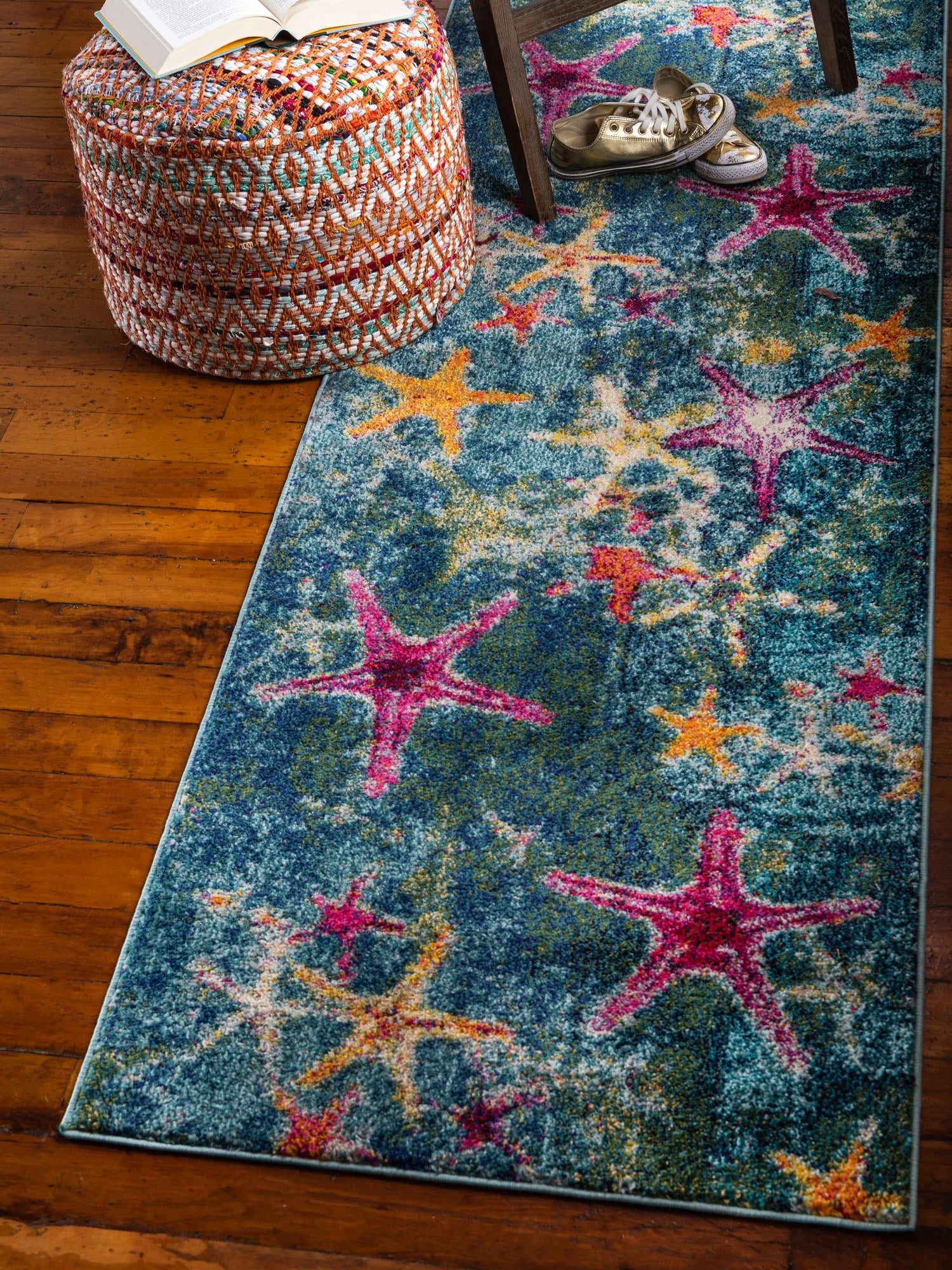 Navy Blue 2' 7 x 10' Positano Runner Area Rug Coastal Marine Beach Design Carpet for Modern Living Rooms, Dining, Bedroom, Office for Sale at Rug Engine
