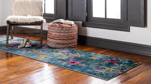 Navy Blue 2' 2 x 6' 9 Positano Runner Area Rug Coastal Marine Beach Design Carpet for Modern Living Rooms, Dining, Bedroom, Office for Sale at Rug Engine