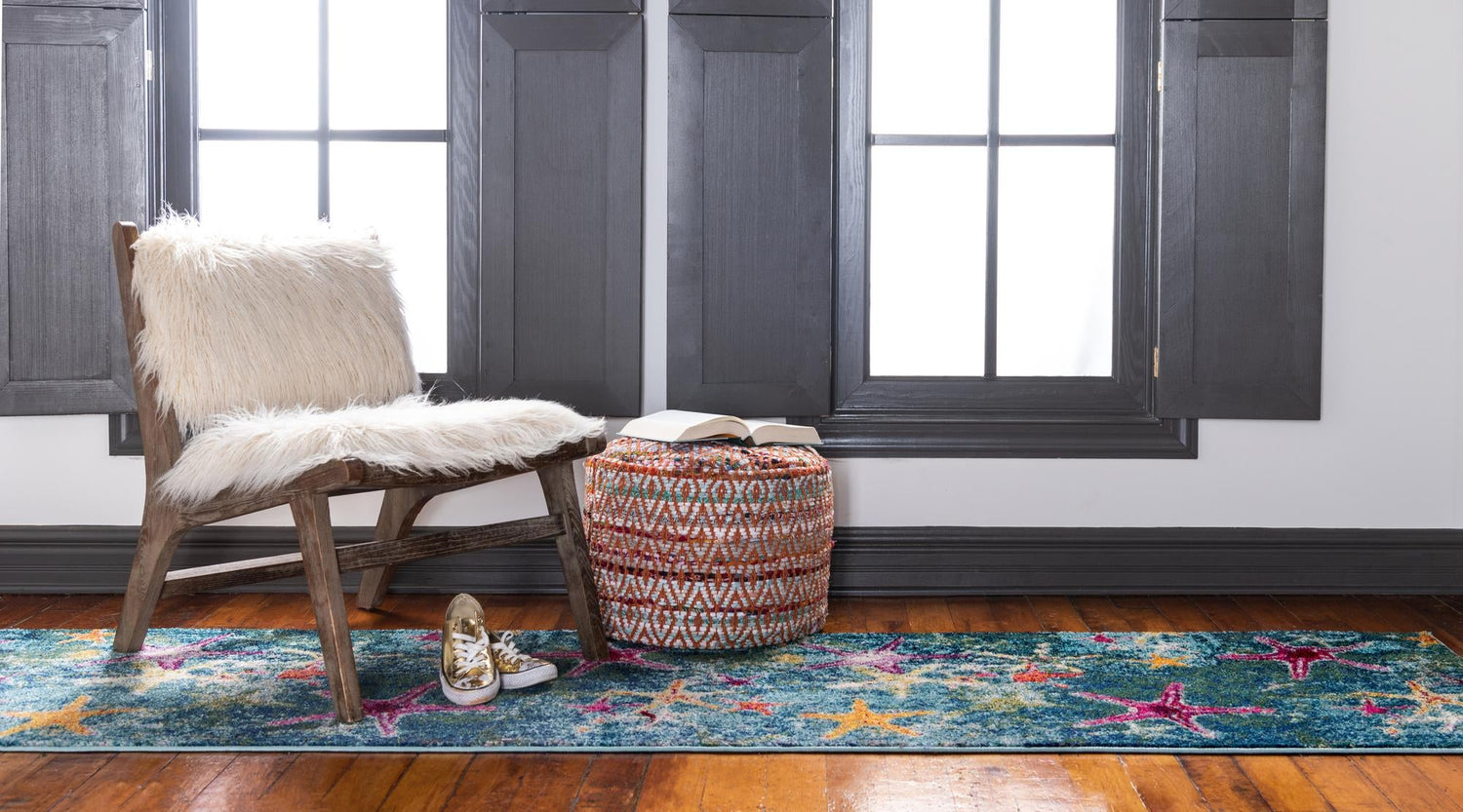 Navy Blue 2' x 6' Positano Runner Area Rug Coastal Marine Beach Design Carpet for Modern Living Rooms, Dining, Bedroom, Office for Sale at Rug Engine