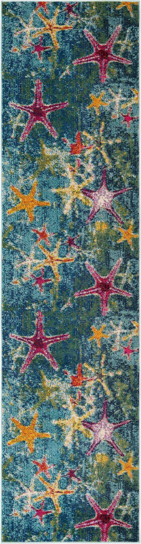 Navy Blue 2' 7 x 10' Positano Runner Area Rug Coastal Marine Beach Design Carpet for Modern Living Rooms, Dining, Bedroom, Office for Sale at Rug Engine