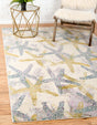 Beige 4' 1 x 6' 1 Positano Rectangle Area Rug Coastal Marine Beach Design Carpet for Modern Living Rooms, Dining, Bedroom, Office for Sale at Rug Engine