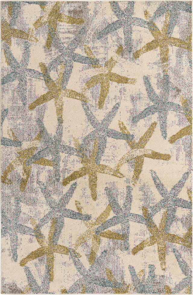Beige 5' 1 x 8' Positano Rectangle Area Rug Coastal Marine Beach Design Carpet for Modern Living Rooms, Dining, Bedroom, Office for Sale at Rug Engine