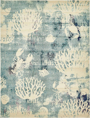 Light Blue 8' x 10' Positano Rectangle Area Rug Coastal Marine Beach Design Carpet for Modern Living Rooms, Dining, Bedroom, Office for Sale at Rug Engine