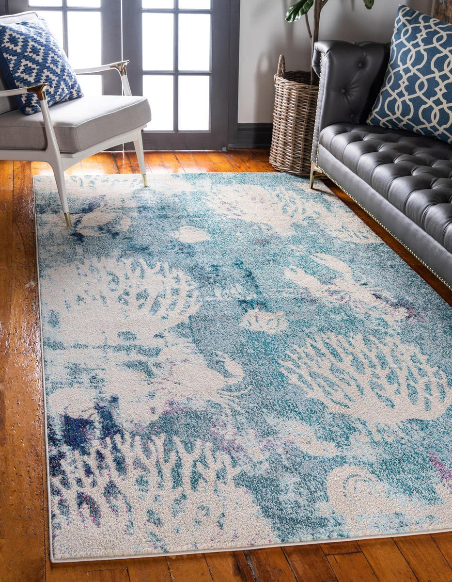 Light Blue 5' 1 x 8' Positano Rectangle Area Rug – Rug Engine