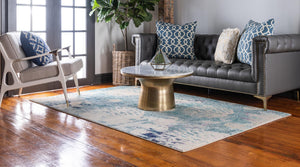 Light Blue 10' x 13' 1 Positano Rectangle Area Rug Coastal Marine Beach Design Carpet for Modern Living Rooms, Dining, Bedroom, Office for Sale at Rug Engine