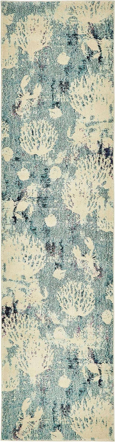 Light Blue 2' 7 x 10' Positano Runner Area Rug Coastal Marine Beach Design Carpet for Modern Living Rooms, Dining, Bedroom, Office for Sale at Rug Engine