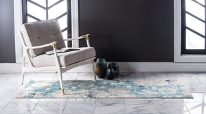 Light Blue 2' 7 x 12' Positano Runner Area Rug Coastal Marine Beach Design Carpet for Modern Living Rooms, Dining, Bedroom, Office for Sale at Rug Engine