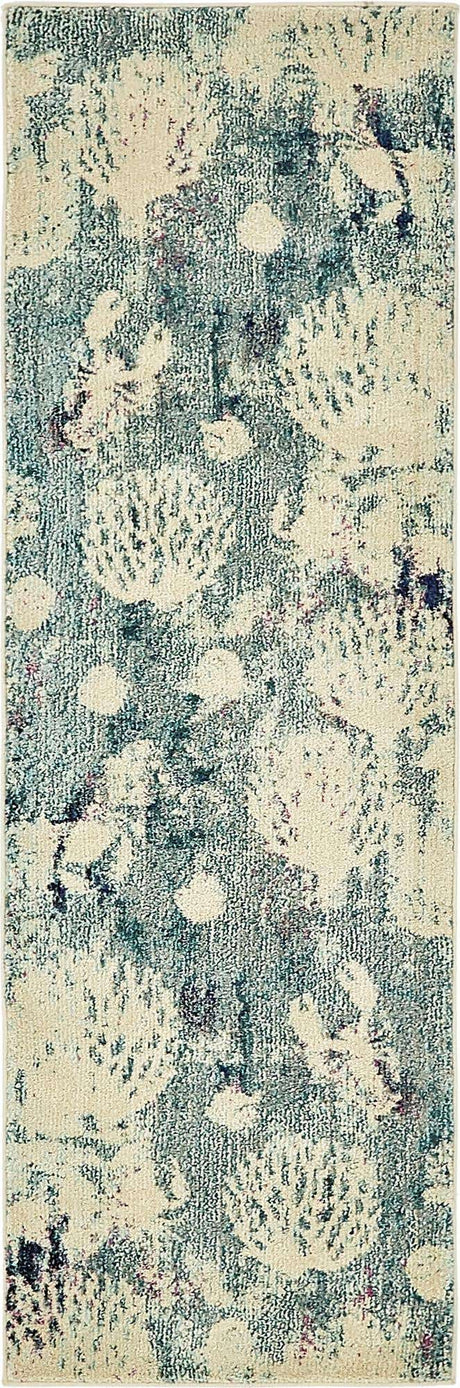 Light Blue 2' 2 x 6' 9 Positano Runner Area Rug Coastal Marine Beach Design Carpet for Modern Living Rooms, Dining, Bedroom, Office for Sale at Rug Engine