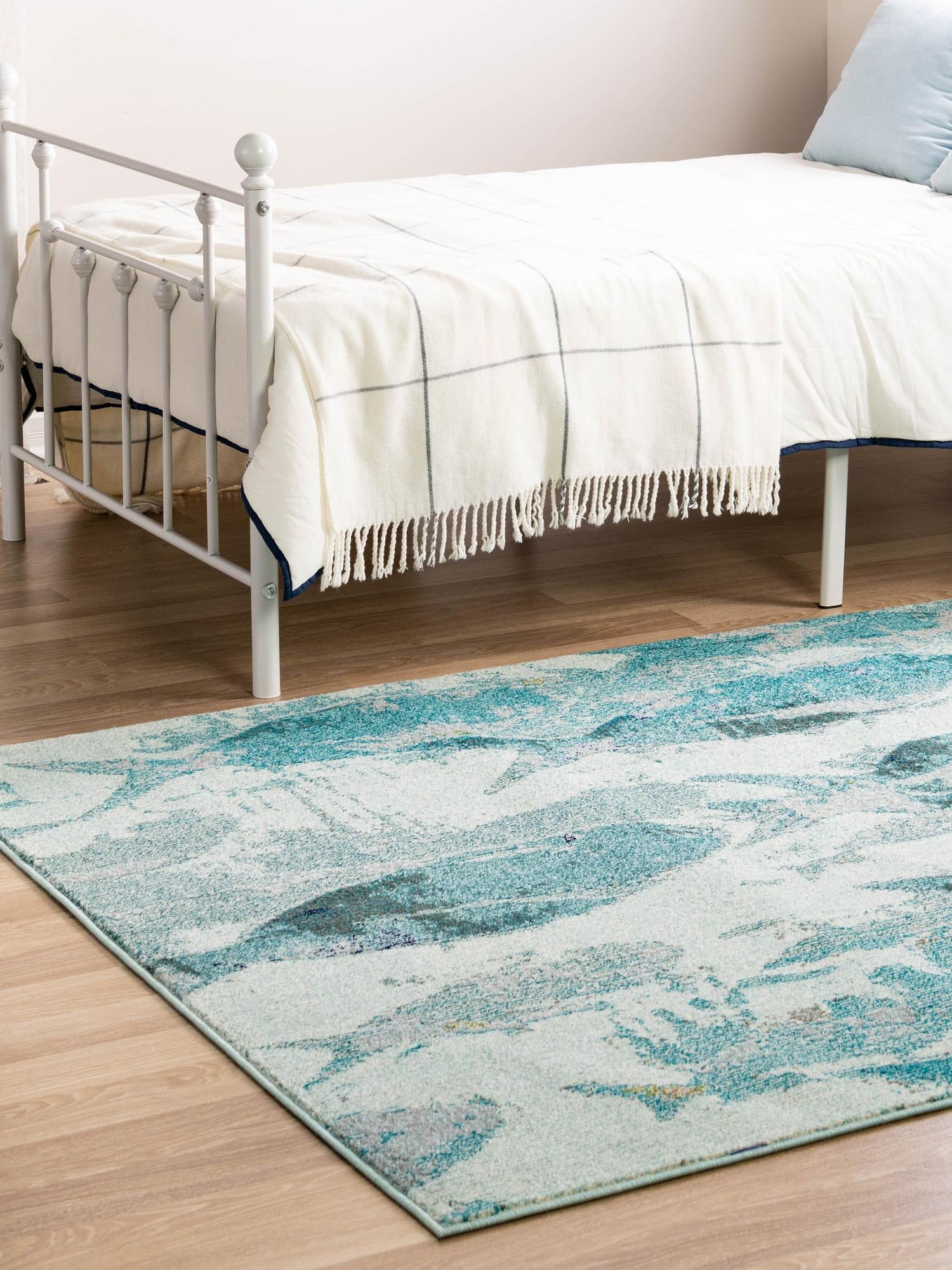 Light Blue 8' x 10' Positano Rectangle Area Rug Coastal Marine Beach Design Carpet for Modern Living Rooms, Dining, Bedroom, Office for Sale at Rug Engine