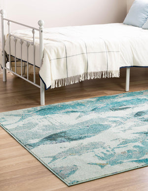 Light Blue 5' 1 x 8' Positano Rectangle Area Rug Coastal Marine Beach Design Carpet for Modern Living Rooms, Dining, Bedroom, Office for Sale at Rug Engine
