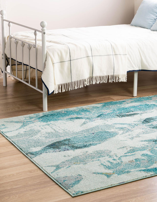 Light Blue 5' 1 x 8' Positano Rectangle Area Rug Coastal Marine Beach Design Carpet for Modern Living Rooms, Dining, Bedroom, Office for Sale at Rug Engine