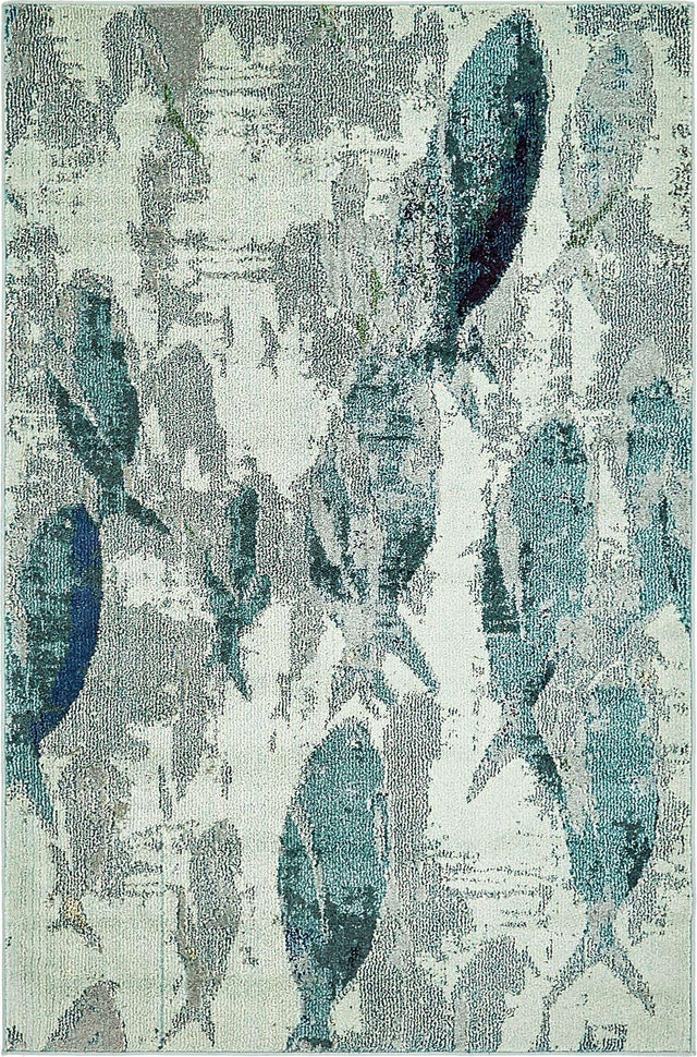 Light Blue 4' 1 x 6' 1 Positano Rectangle Area Rug Coastal Marine Beach Design Carpet for Modern Living Rooms, Dining, Bedroom, Office for Sale at Rug Engine