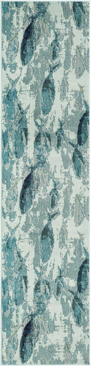 Light Blue 2' 7 x 10' Positano Runner Area Rug Coastal Marine Beach Design Carpet for Modern Living Rooms, Dining, Bedroom, Office for Sale at Rug Engine