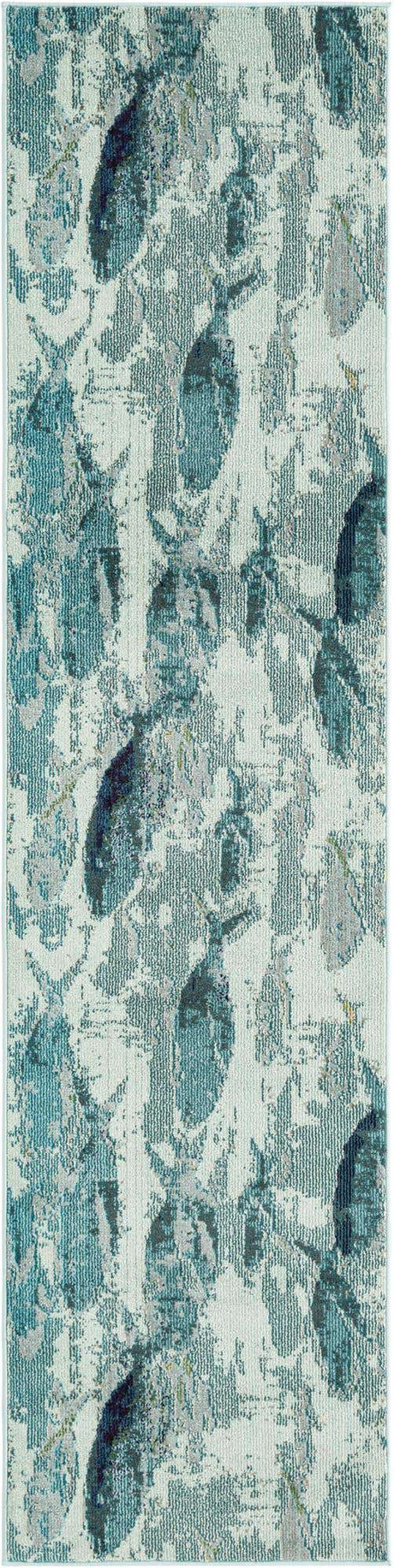 Light Blue 2' 7 x 10' Positano Runner Area Rug Coastal Marine Beach Design Carpet for Modern Living Rooms, Dining, Bedroom, Office for Sale at Rug Engine