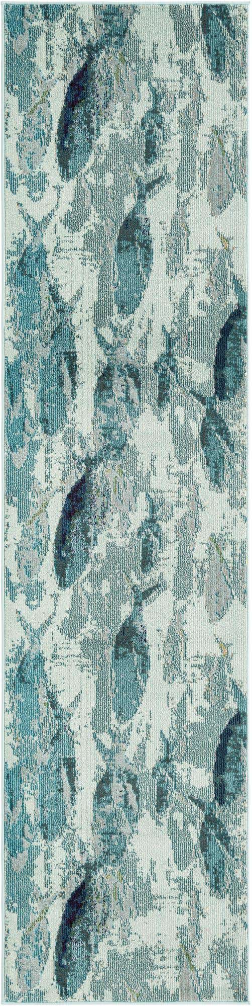 Light Blue 2' 7 x 10' Positano Runner Area Rug Coastal Marine Beach Design Carpet for Modern Living Rooms, Dining, Bedroom, Office for Sale at Rug Engine