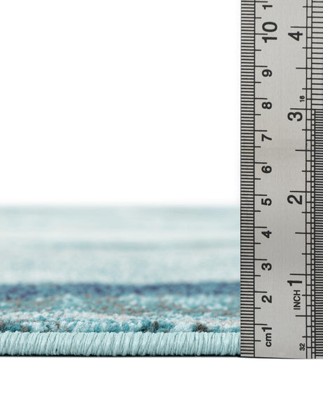 Light Blue 2' 7 x 10' Positano Runner Area Rug Coastal Marine Beach Design Carpet for Modern Living Rooms, Dining, Bedroom, Office for Sale at Rug Engine