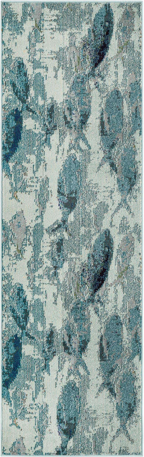 Light Blue 2' 2 x 6' 7 Positano Runner Area Rug Coastal Marine Beach Design Carpet for Modern Living Rooms, Dining, Bedroom, Office for Sale at Rug Engine