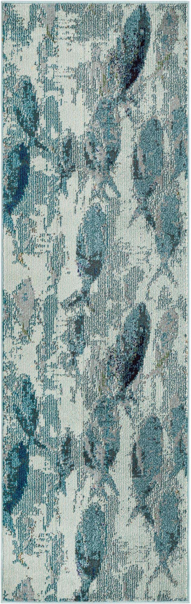 Light Blue 2' 2 x 6' 7 Positano Runner Area Rug Coastal Marine Beach Design Carpet for Modern Living Rooms, Dining, Bedroom, Office for Sale at Rug Engine