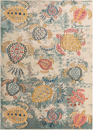 Beige 9' x 12' 2 Positano Rectangle Area Rug Coastal Marine Beach Design Carpet for Modern Living Rooms, Dining, Bedroom, Office for Sale at Rug Engine