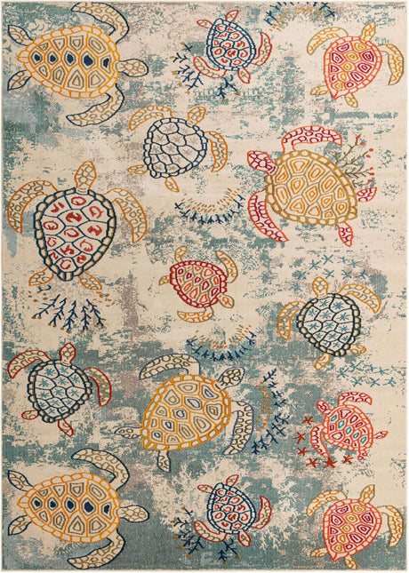 Beige 9' x 12' 2 Positano Rectangle Area Rug Coastal Marine Beach Design Carpet for Modern Living Rooms, Dining, Bedroom, Office for Sale at Rug Engine