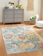 Beige 8' x 10' Positano Rectangle Area Rug Coastal Marine Beach Design Carpet for Modern Living Rooms, Dining, Bedroom, Office for Sale at Rug Engine
