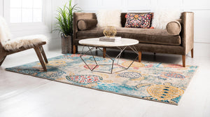 Beige 6' 1 x 9' Positano Rectangle Area Rug Coastal Marine Beach Design Carpet for Modern Living Rooms, Dining, Bedroom, Office for Sale at Rug Engine