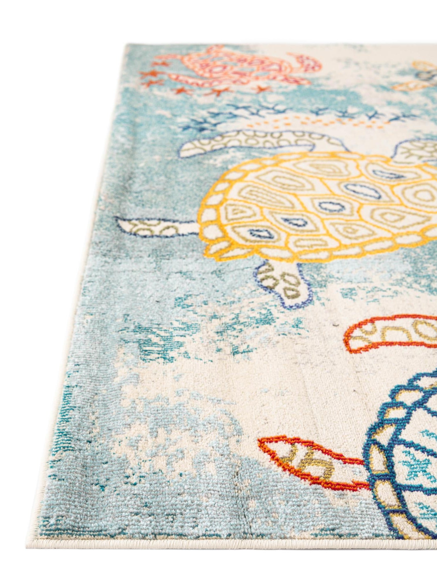 Beige 7' 1 x 10' Positano Rectangle Area Rug Coastal Marine Beach Design Carpet for Modern Living Rooms, Dining, Bedroom, Office for Sale at Rug Engine