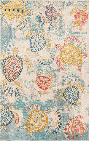 Beige 5' 1 x 8' Positano Rectangle Area Rug Coastal Marine Beach Design Carpet for Modern Living Rooms, Dining, Bedroom, Office for Sale at Rug Engine
