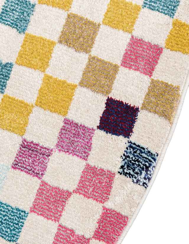 Multicolor 8' x 8' Chromatic Round Area Rug 100% Polypropylene With Cotton Backing Abstract Modern Colorful Carpet Mat for Home Decor & Interior Design for Sale at Rug Engine