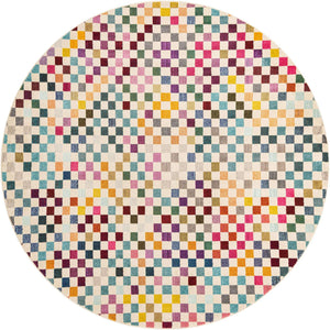 Multicolor 8' x 8' Chromatic Round Area Rug 100% Polypropylene With Cotton Backing Abstract Modern Colorful Carpet Mat for Home Decor & Interior Design for Sale at Rug Engine