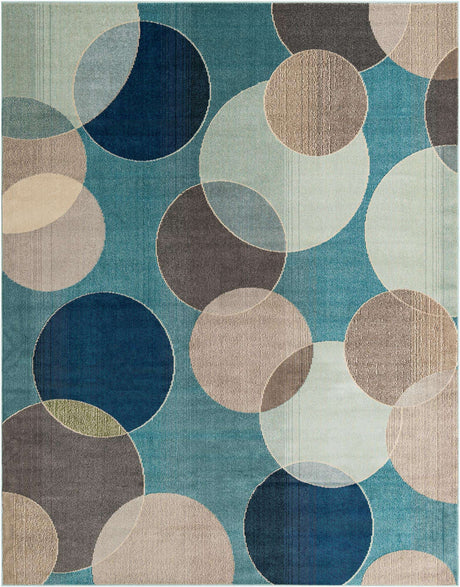 Blue 8' x 10' Chromatic Rectangle Area Rug 100% Polypropylene With Cotton Backing Abstract Modern Colorful Carpet Mat for Home Decor & Interior Design for Sale at Rug Engine