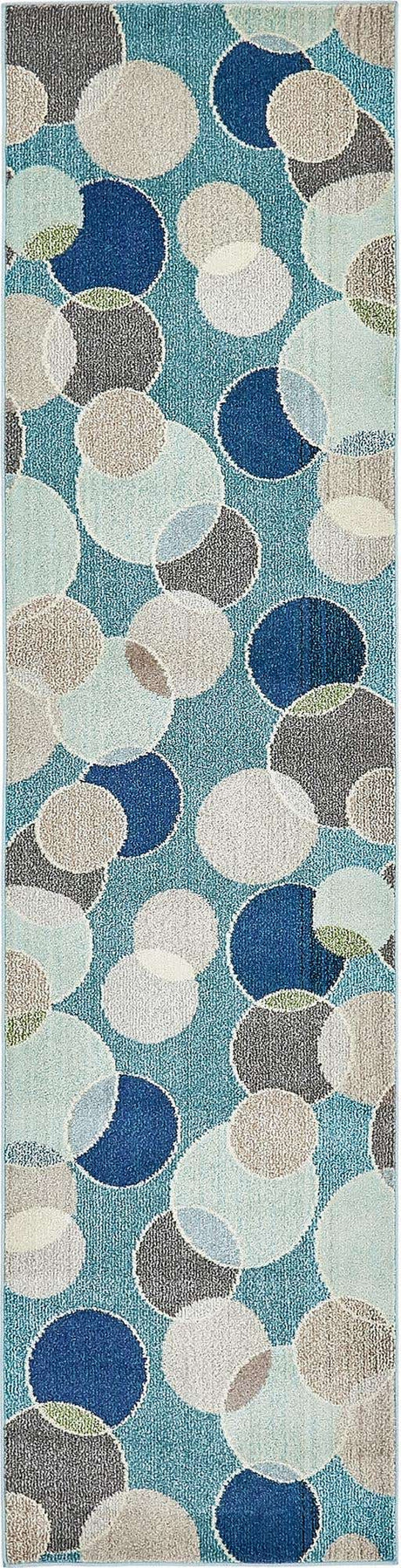 Blue 2' 7 x 10' Chromatic Runner Area Rug 100% Polypropylene With Cotton Backing Abstract Modern Colorful Carpet Mat for Home Decor & Interior Design for Sale at Rug Engine