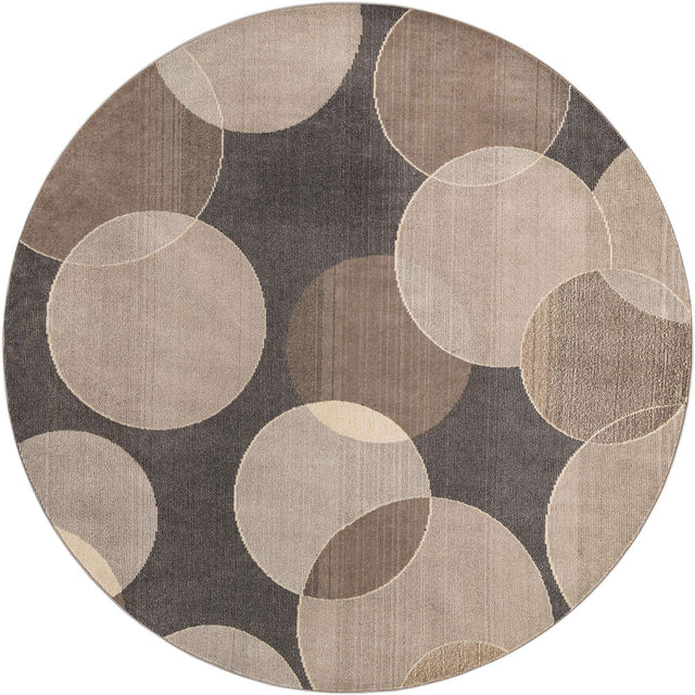 Gray 8' x 8' Chromatic Round Area Rug 100% Polypropylene With Cotton Backing Abstract Modern Colorful Carpet Mat for Home Decor & Interior Design for Sale at Rug Engine