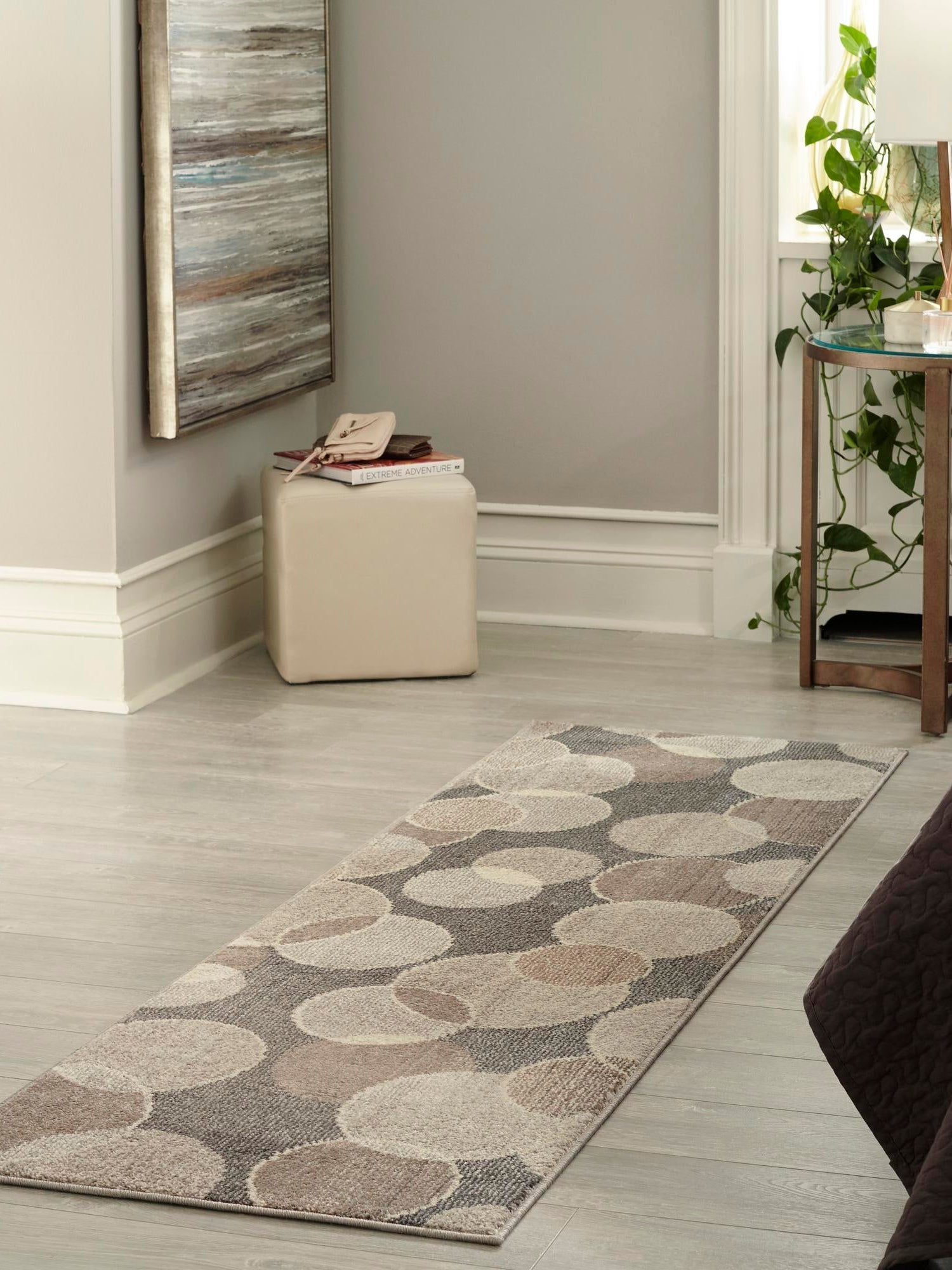 Gray 2' 7 x 10' Chromatic Runner Area Rug 100% Polypropylene With Cotton Backing Abstract Modern Colorful Carpet Mat for Home Decor & Interior Design for Sale at Rug Engine