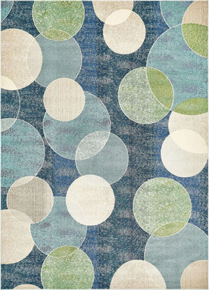 Navy Blue 9' x 12' 2 Chromatic Rectangle Area Rug 100% Polypropylene With Cotton Backing Abstract Modern Colorful Carpet Mat for Home Decor & Interior Design for Sale at Rug Engine