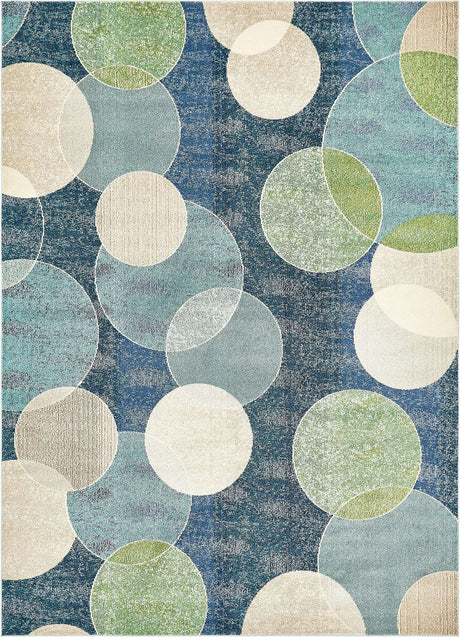 Navy Blue 9' x 12' 2 Chromatic Rectangle Area Rug 100% Polypropylene With Cotton Backing Abstract Modern Colorful Carpet Mat for Home Decor & Interior Design for Sale at Rug Engine