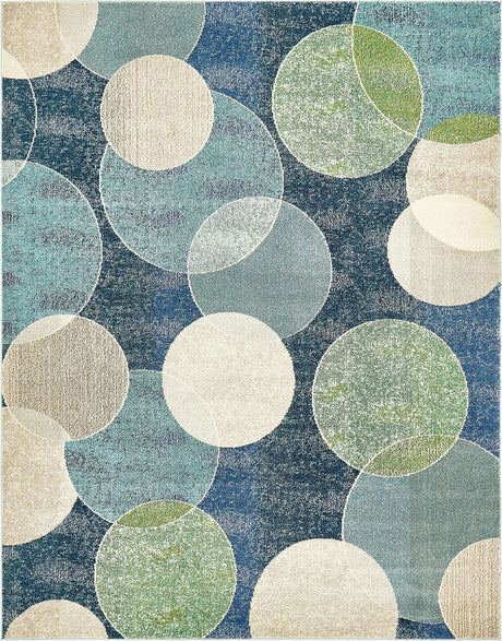 Navy Blue 8' x 10' Chromatic Rectangle Area Rug 100% Polypropylene With Cotton Backing Abstract Modern Colorful Carpet Mat for Home Decor & Interior Design for Sale at Rug Engine