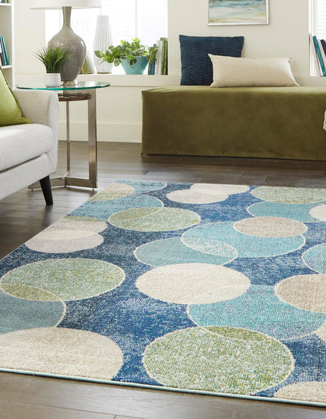 Navy Blue 5' 1 x 8' Chromatic Rectangle Area Rug 100% Polypropylene With Cotton Backing Abstract Modern Colorful Carpet Mat for Home Decor & Interior Design for Sale at Rug Engine