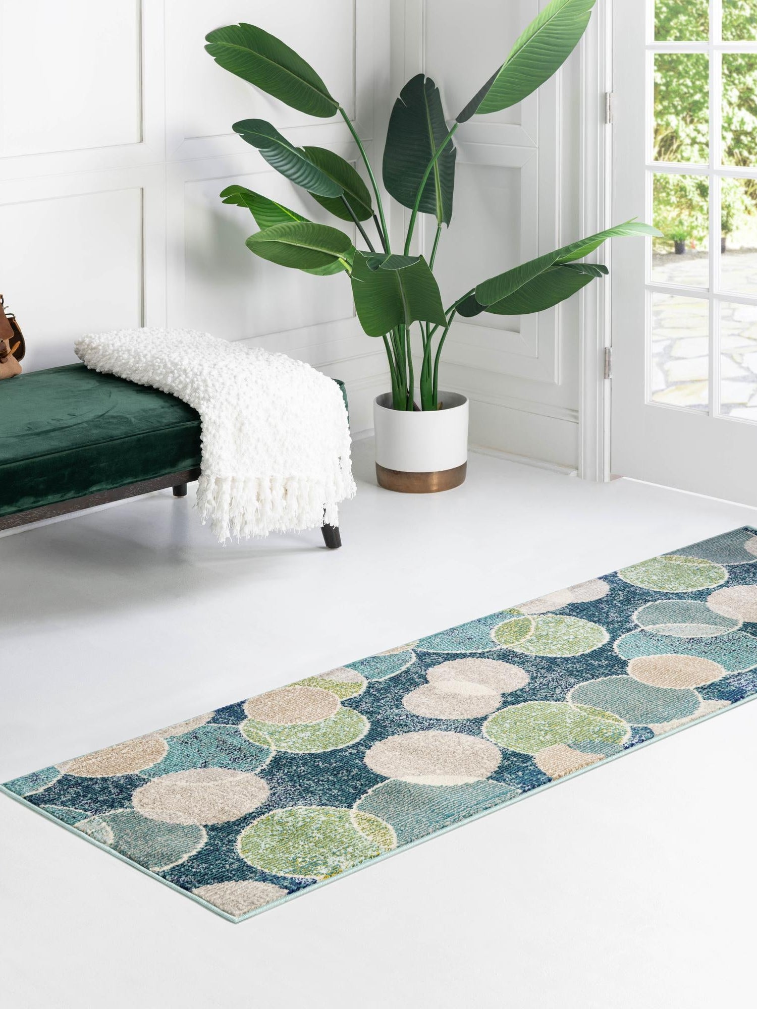 Navy Blue 2' 2 x 6' 7 Chromatic Runner Area Rug 100% Polypropylene With Cotton Backing Abstract Modern Colorful Carpet Mat for Home Decor & Interior Design for Sale at Rug Engine