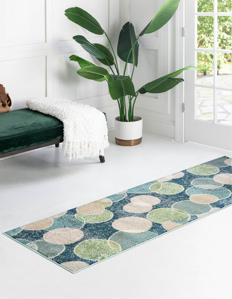 Navy Blue 2' 2 x 6' 7 Chromatic Runner Area Rug 100% Polypropylene With Cotton Backing Abstract Modern Colorful Carpet Mat for Home Decor & Interior Design for Sale at Rug Engine
