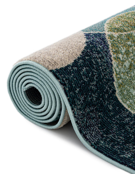 Navy Blue 2' 2 x 6' 7 Chromatic Runner Area Rug 100% Polypropylene With Cotton Backing Abstract Modern Colorful Carpet Mat for Home Decor & Interior Design for Sale at Rug Engine