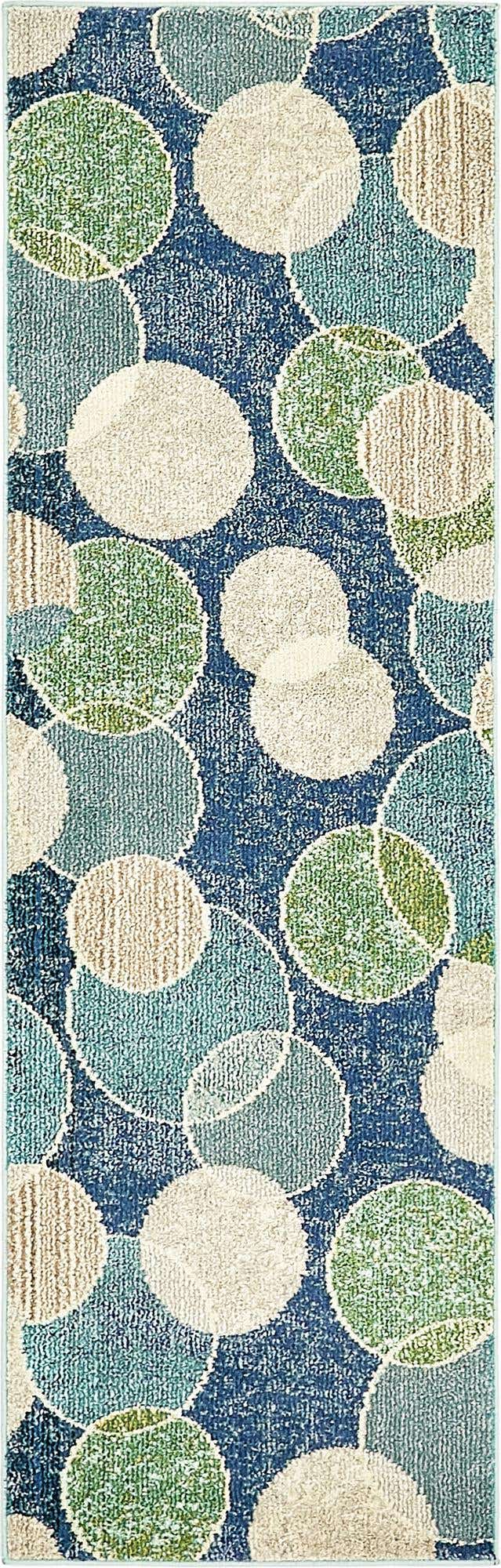 Navy Blue 2' 2 x 6' 7 Chromatic Runner Area Rug 100% Polypropylene With Cotton Backing Abstract Modern Colorful Carpet Mat for Home Decor & Interior Design for Sale at Rug Engine
