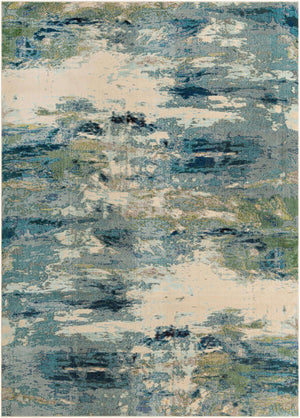 Light Blue 9' x 12' 2 Chromatic Rectangle Area Rug 100% Polypropylene With Cotton Backing Abstract Modern Colorful Carpet Mat for Home Decor & Interior Design for Sale at Rug Engine