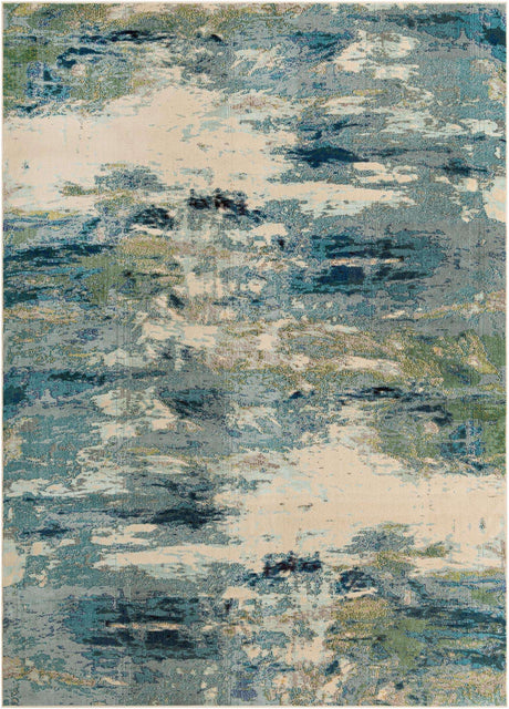 Light Blue 9' x 12' 2 Chromatic Rectangle Area Rug 100% Polypropylene With Cotton Backing Abstract Modern Colorful Carpet Mat for Home Decor & Interior Design for Sale at Rug Engine