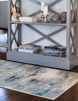 Light Blue 6' 1 x 9' Chromatic Rectangle Area Rug 100% Polypropylene With Cotton Backing Abstract Modern Colorful Carpet Mat for Home Decor & Interior Design for Sale at Rug Engine