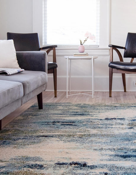 Light Blue 4' 1 x 6' 1 Chromatic Rectangle Area Rug 100% Polypropylene With Cotton Backing Abstract Modern Colorful Carpet Mat for Home Decor & Interior Design for Sale at Rug Engine